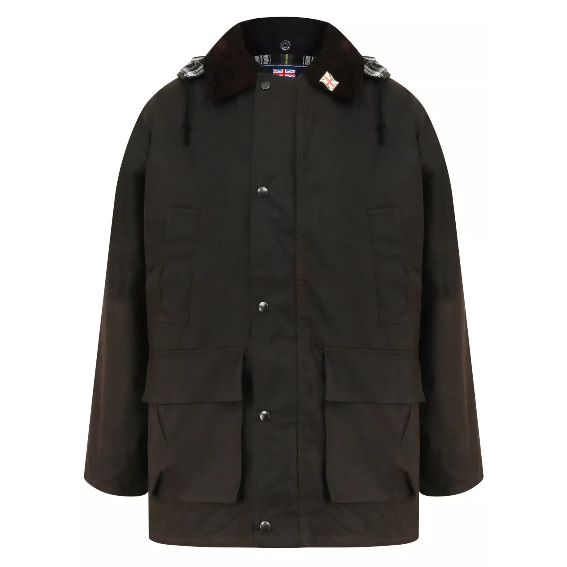 Men's Nicky Adams classic wax jacket in brown with corduroy collar, front pockets and water-resistant finish