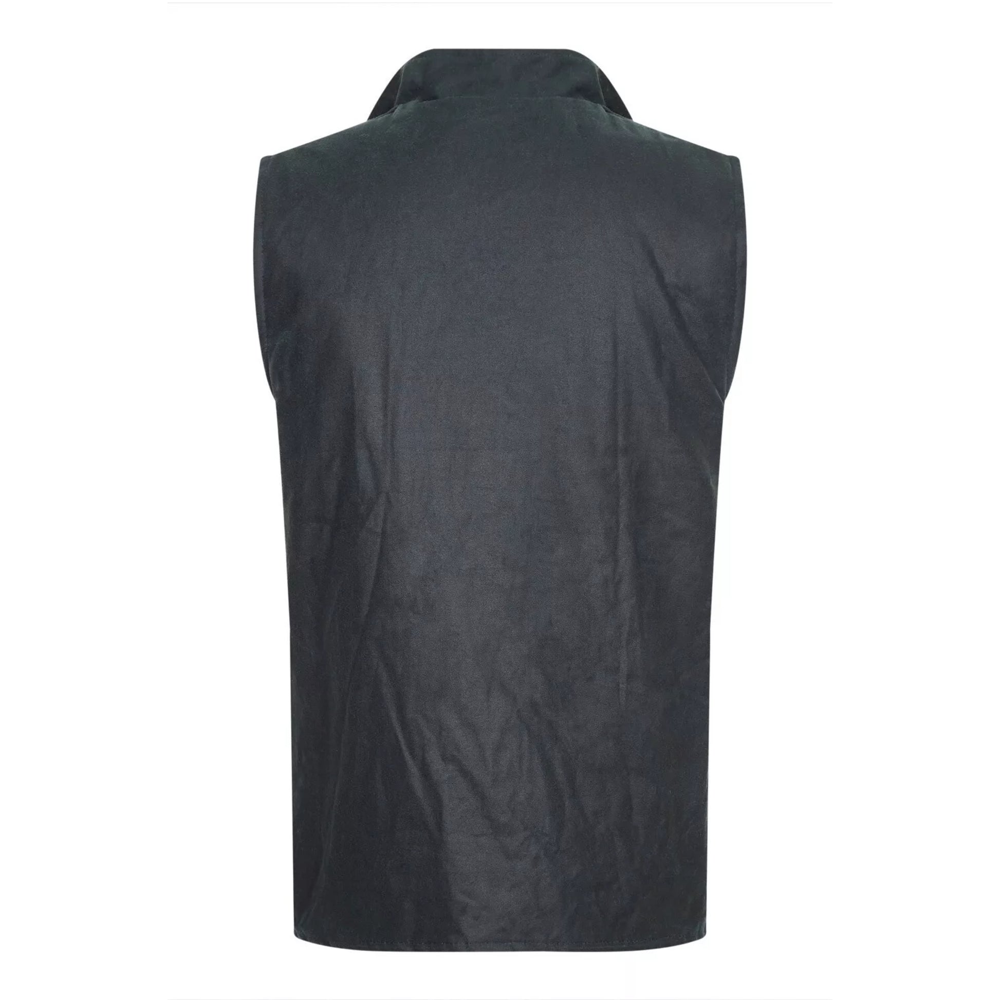 Men's Nicky Adams branded green waterproof wax waistcoat with multiple pockets and tartan lining