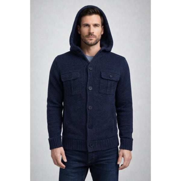 Men's Navy Chunky Knit Cardigan