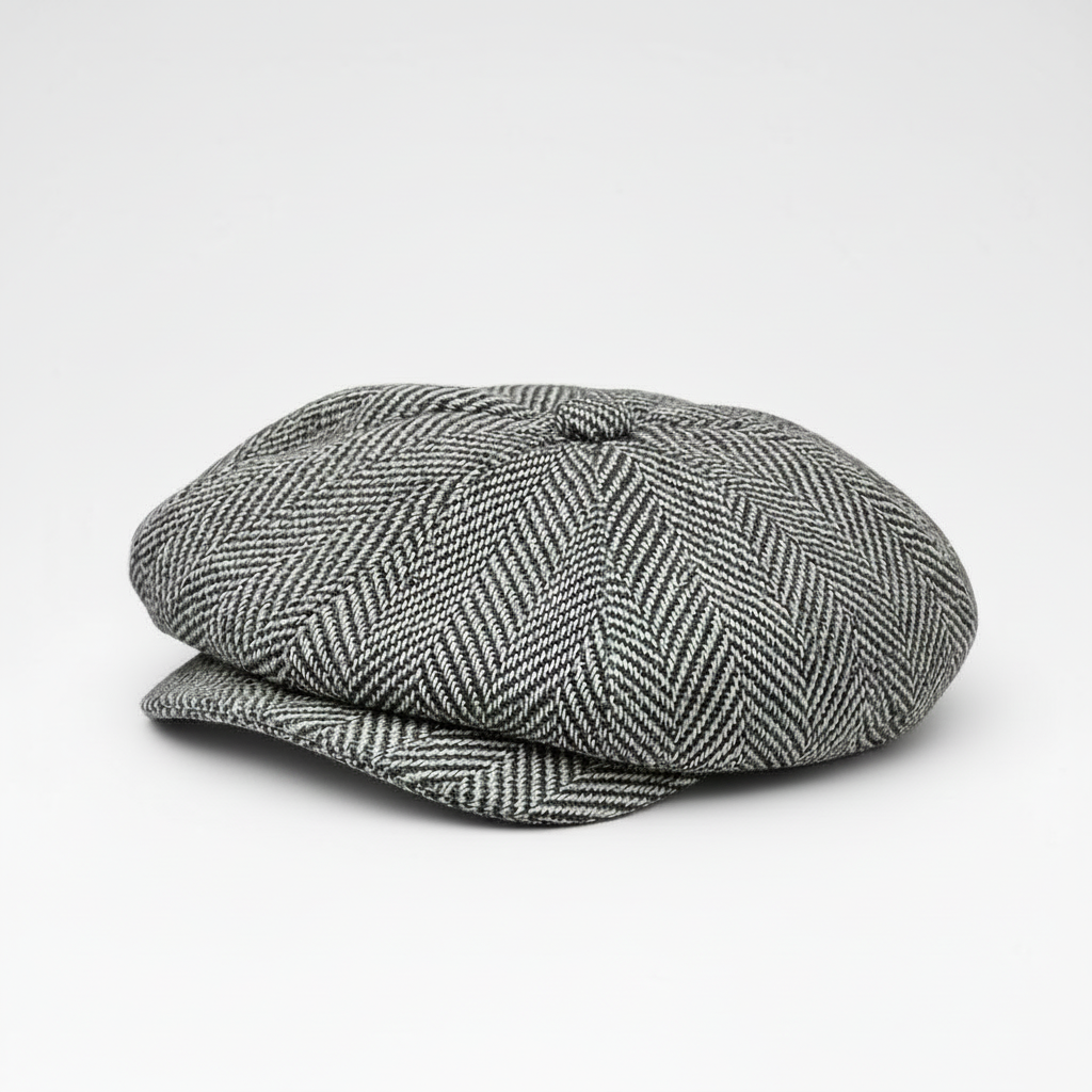 Men’s Baker Boy Cap | Classic Herringbone Tweed Newsboy Hat