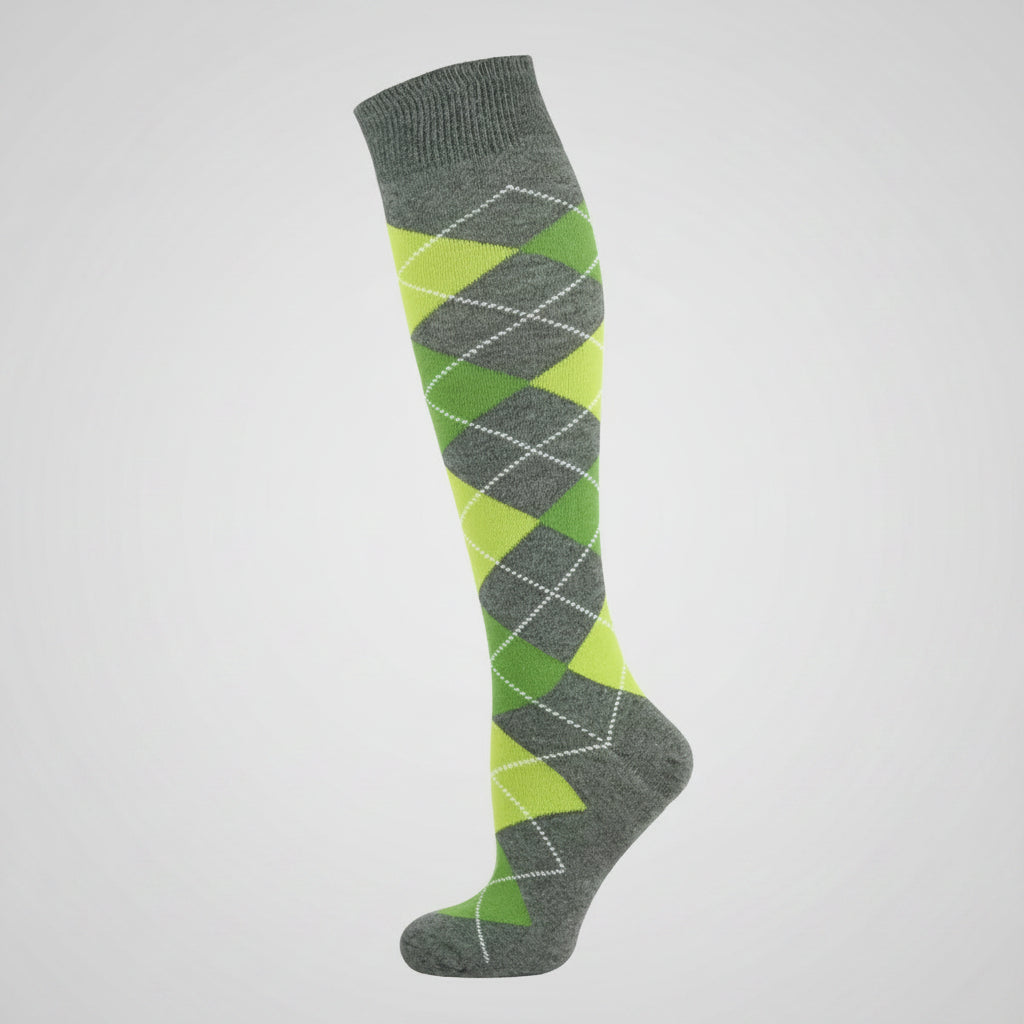 Nicky Adams colourful argyle equestrian riding knee high socks collection