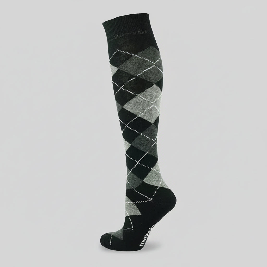 Nicky Adams colourful argyle equestrian riding knee high socks collection