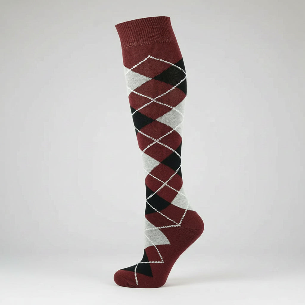 Nicky Adams colourful argyle equestrian riding knee high socks collection