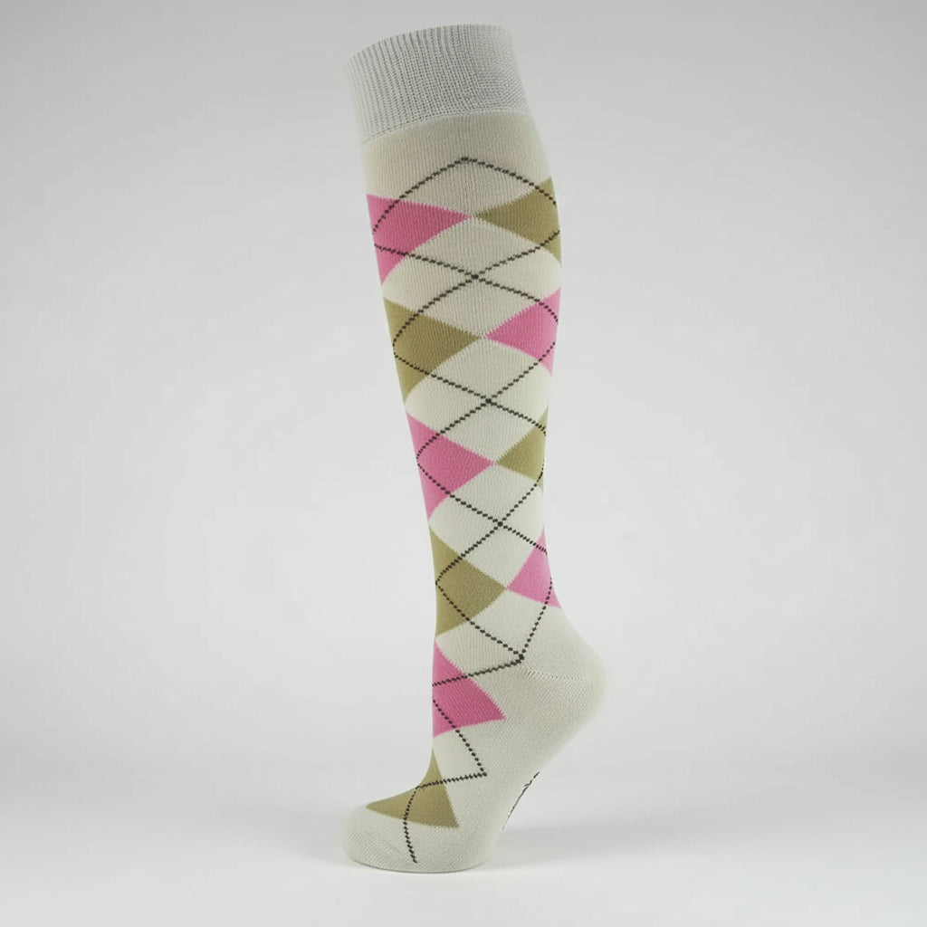 Nicky Adams colourful argyle equestrian riding knee high socks collection