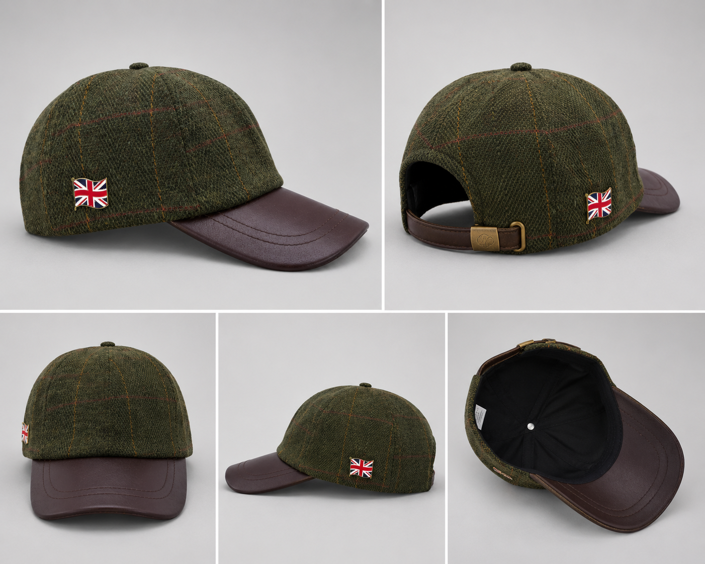 Tweed & Leather Peak Baseball Cap | Classic British Country Hat