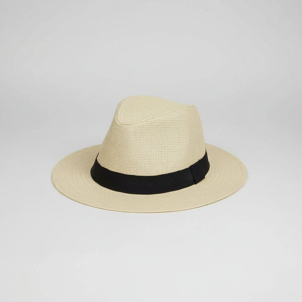 Nicky Adams Panama Sun Hat (Beige / Black Band)