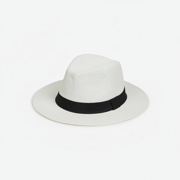 Nicky Adams Panama Sun Hat (Cream / Black Band)