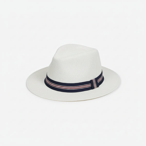 Nicky Adams Panama Sun Hat (Cream / Navy Band)