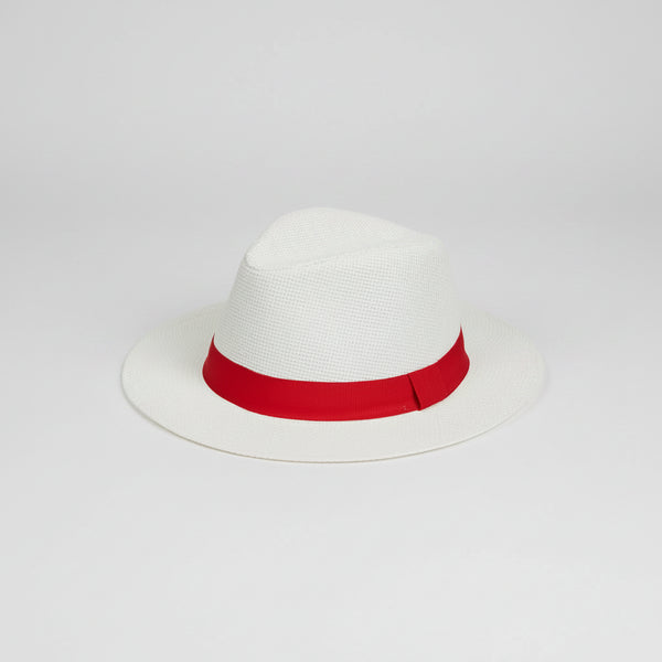 Nicky Adams Panama Sun Hat (Cream / Red Band)
