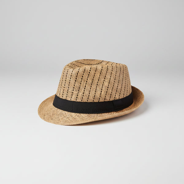 Nicky Adams Pin Stripe Trilby Sun Hat (Camel)