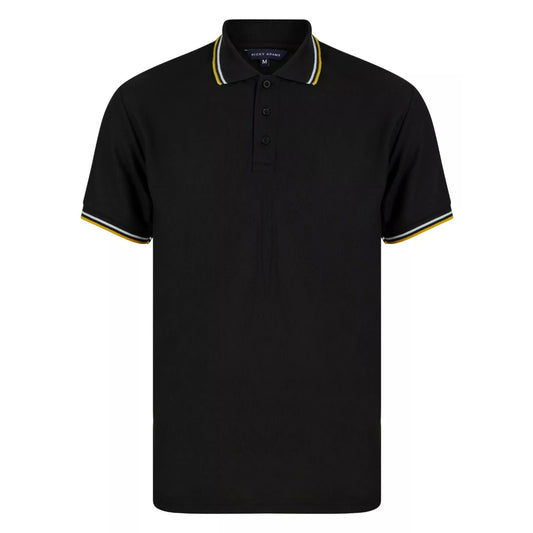 Men's black Nicky Adams polo shirt with tipped collar and sleeves – classic short sleeve branded smart casual top