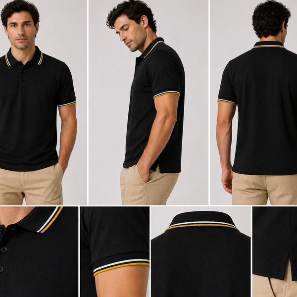 Men's Nicky Adams Tipped Polo (Black)