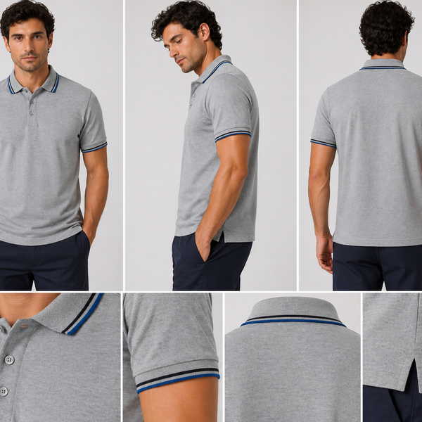 Men's Nicky Adams Tipped Polo (Grey)