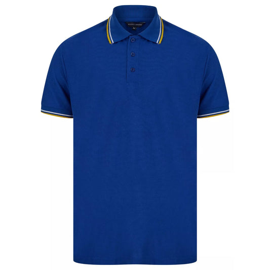 Men's royal blue Nicky Adams polo shirt with tipped collar and sleeves – classic short sleeve branded smart casual top