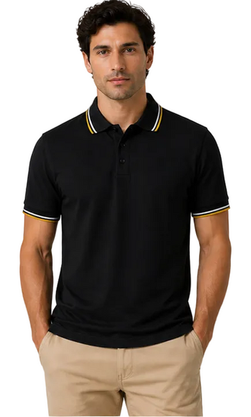 Men's Nicky Adams Tipped Polo (Black)