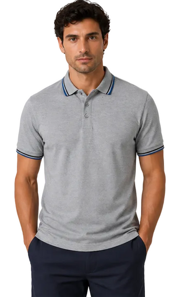 Men's Nicky Adams Tipped Polo (Grey)