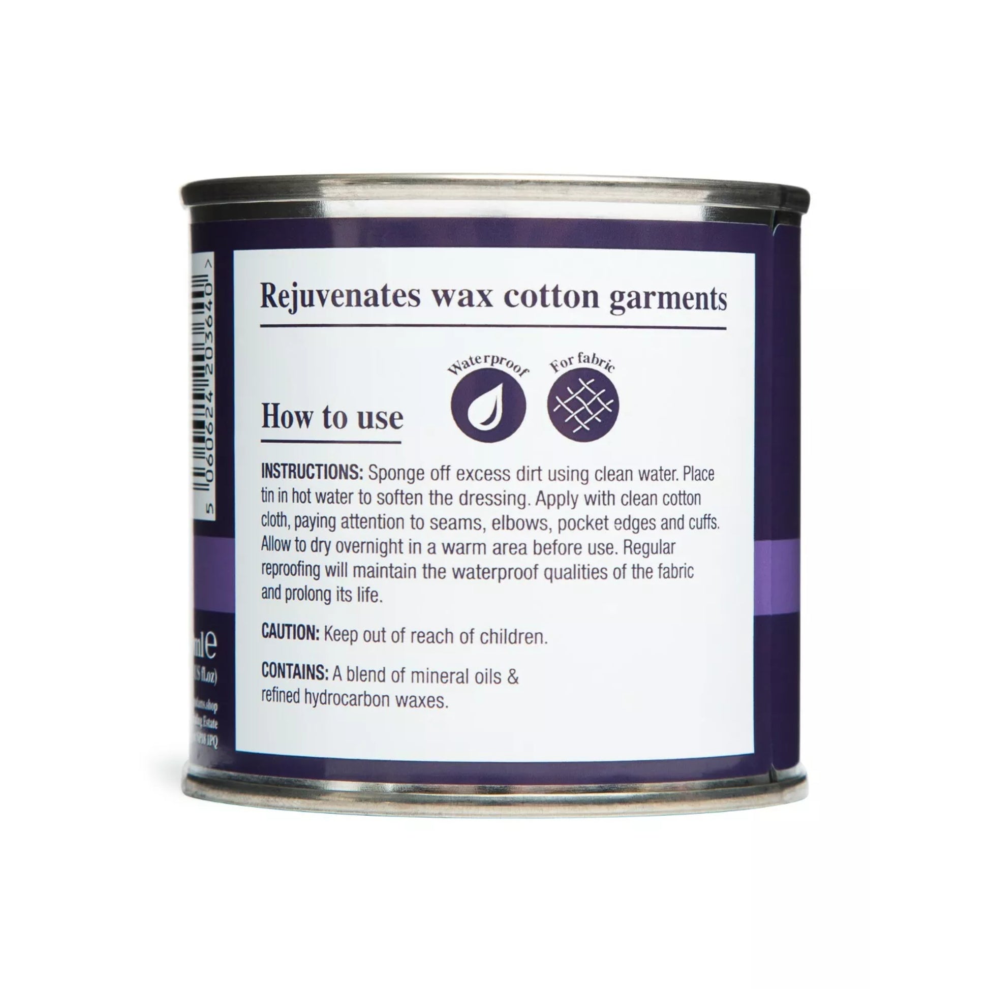Nicky Adams Countrywear Wax Cotton Dressing – 200ml tin of reproofing wax for waterproofing and restoring waxed jackets and hats