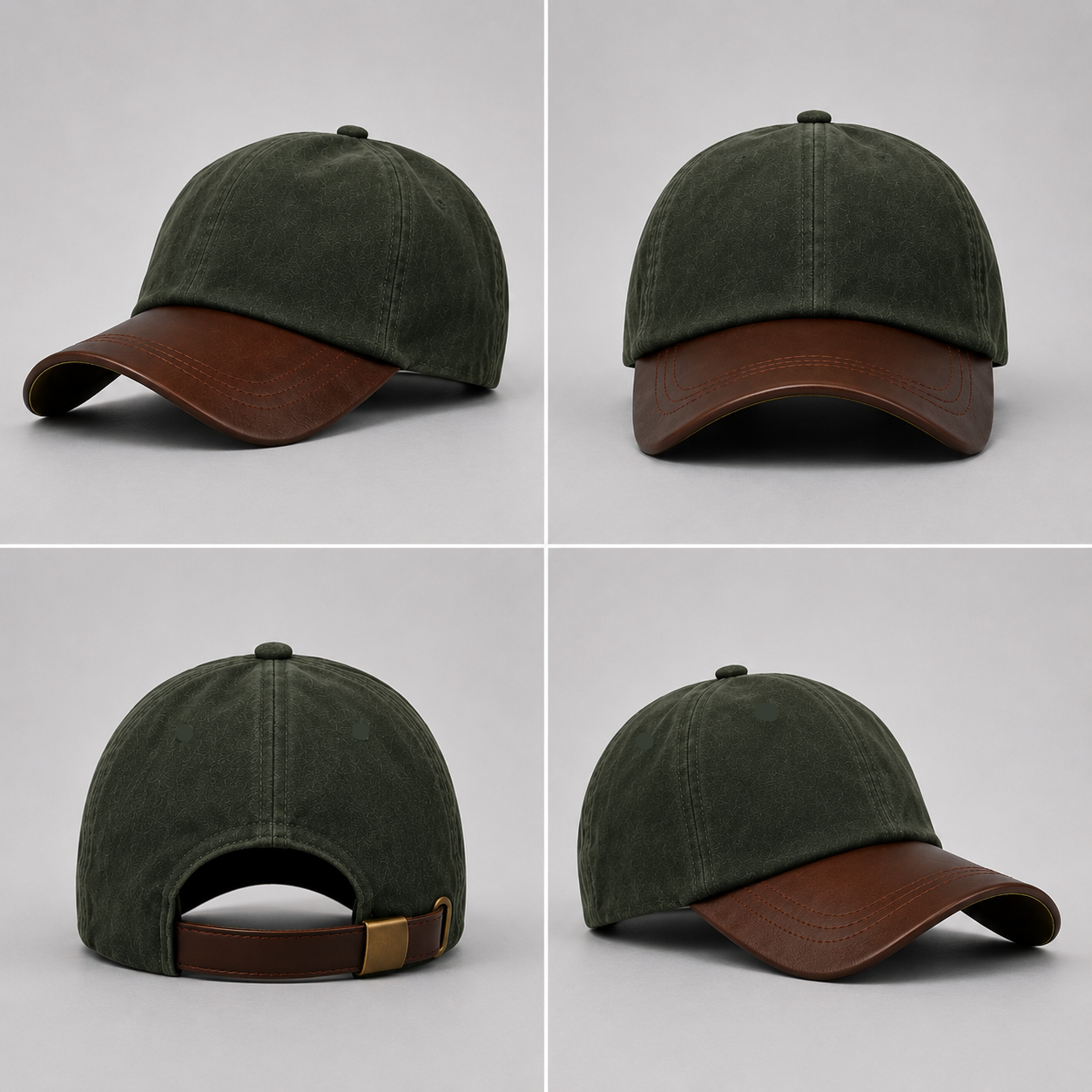 Premium waxed cotton baseball cap with leather-look curved peak, adjustable strap, and timeless country styling. Durable, comfortable, and perfect for everyday outdoor wear.