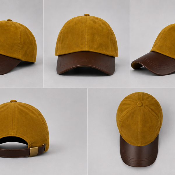 Nicky Adams Wax Leather Peak Baseball Cap (Tan)