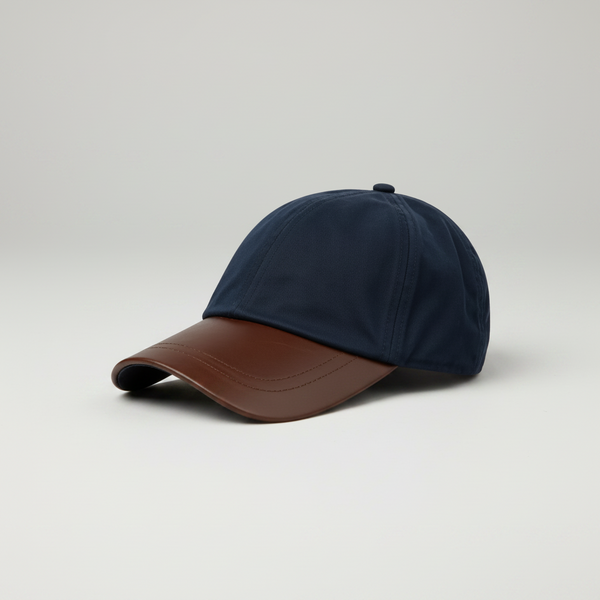 Nicky Adams Wax Leather Peak Baseball Cap (Navy)