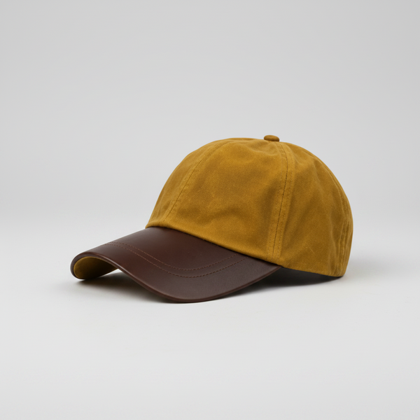 Nicky Adams Wax Leather Peak Baseball Cap (Tan)