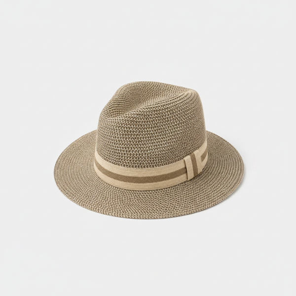 Nicky Adams Woven Fedora Sun Hat (Beige)