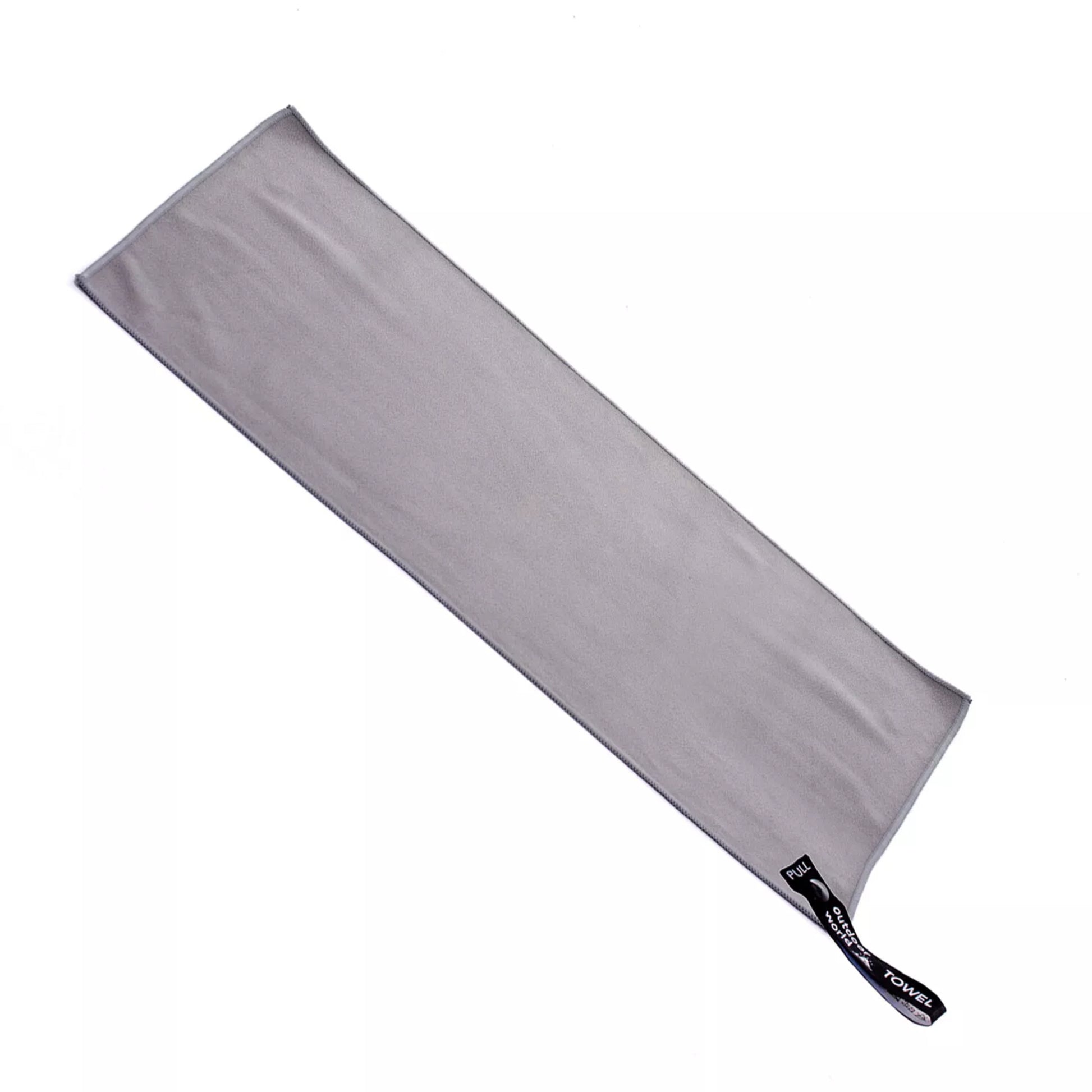 Grey microfibre fast drying towel set with carry bag, lightweight and compact sports, beach and travel towels in multiple sizes from hand towel to extra large