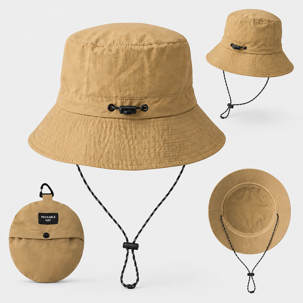 Packable Lightweight Bucket Hat (Beige)