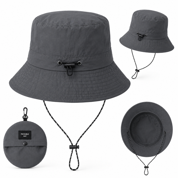 Packable Lightweight Bucket Hat (Grey)