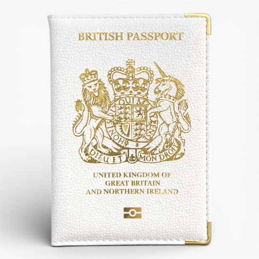 Add a touch of style to your travel essentials with this elegant British Passport Cover. Designed with a textured faux leather finish and stunning gold embossing, this cover features the iconic UK coat of arms and “BRITISH PASSPORT” detailing for a premium look.