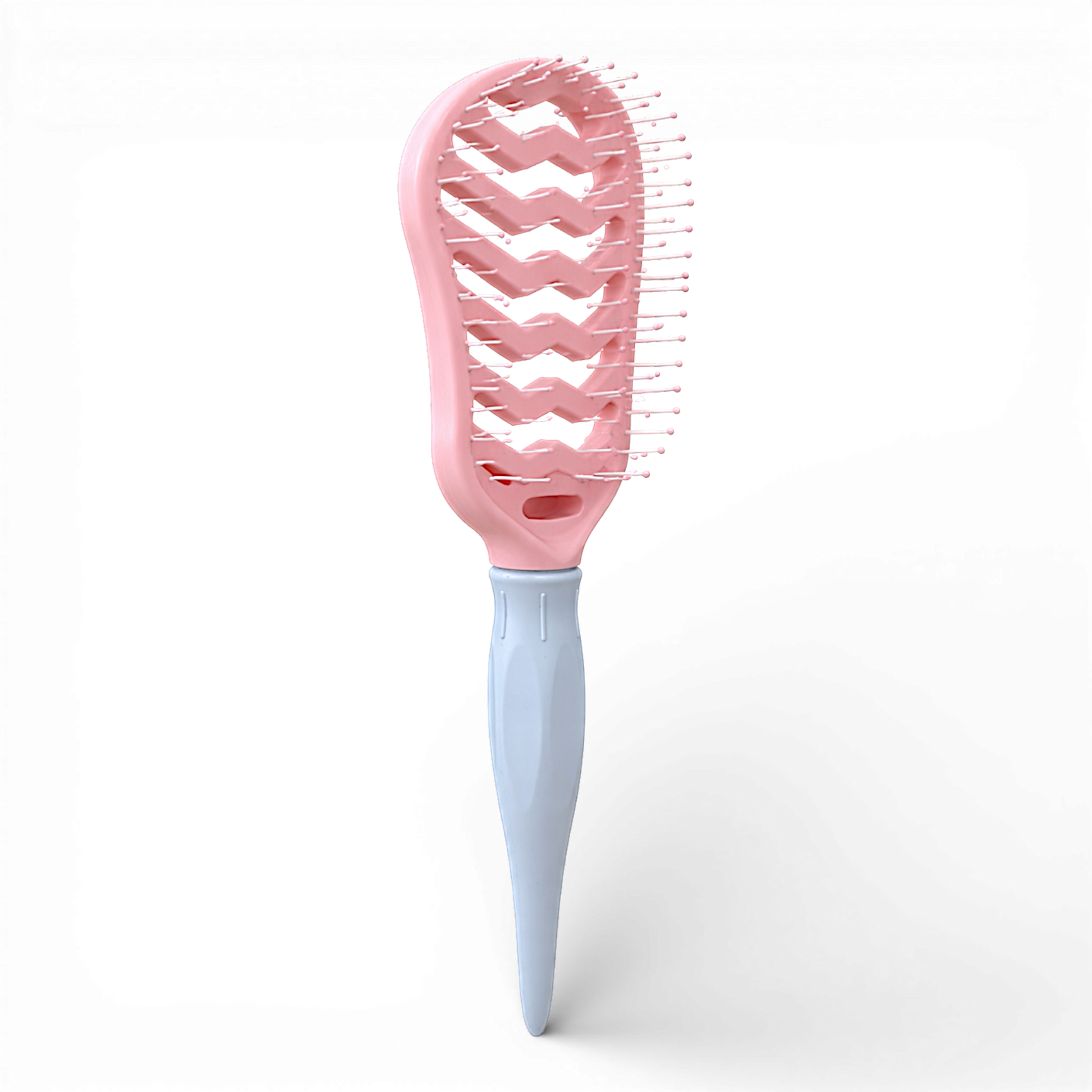 Add a pop of colour to your hair routine with this stylish pink vented detangling brush. Designed with flexible, ball-tipped bristles, it gently glides through hair to reduce pulling, breakage, and frizz.