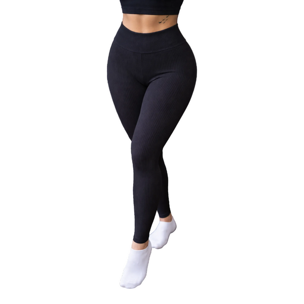 Ladies High Waisted Ribbed Leggings