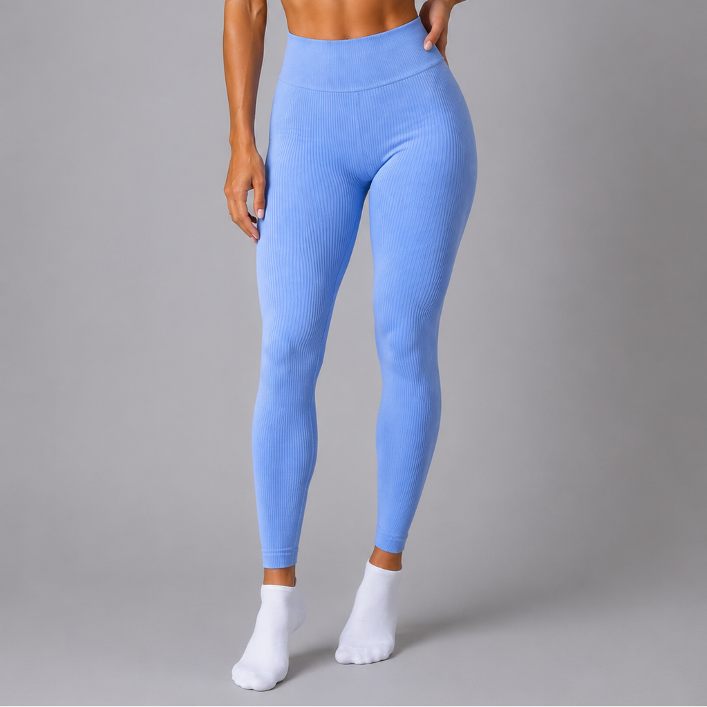 Upgrade your activewear collection with these flattering high-waisted ribbed leggings. Designed for both comfort and style, they offer a sculpting fit with a soft, stretchy fabric that moves with you.