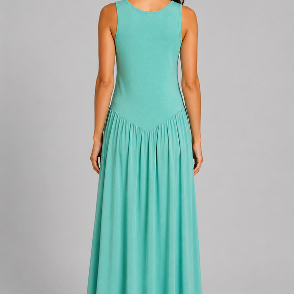Relaxed Sleeveless Maxi Dress (Aqua Mint)