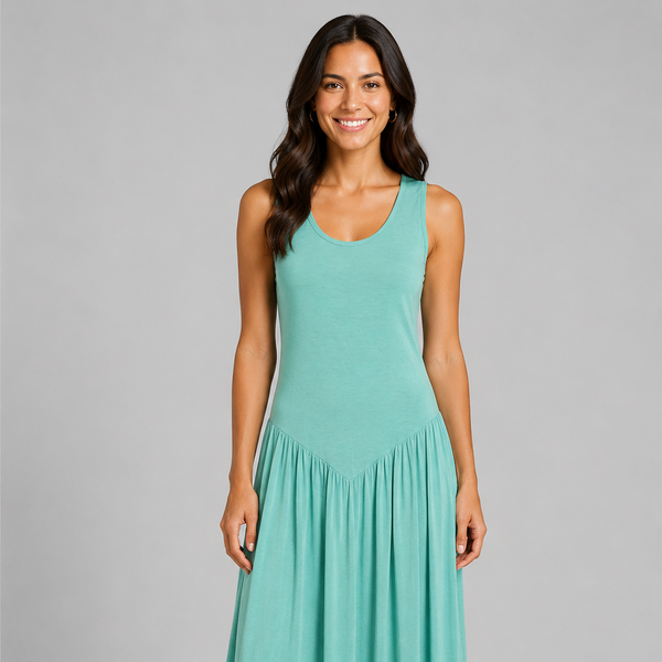 Relaxed Sleeveless Maxi Dress (Aqua Mint)