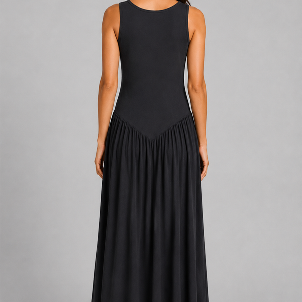 Relaxed Sleeveless Maxi Dress (Black)
