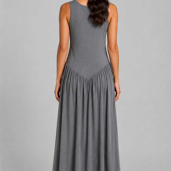 Relaxed Sleeveless Maxi Dress (Grey)