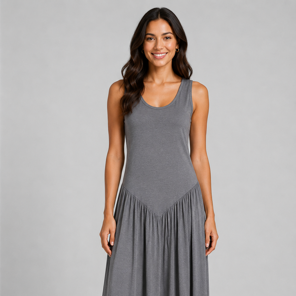 Relaxed Sleeveless Maxi Dress (Grey)