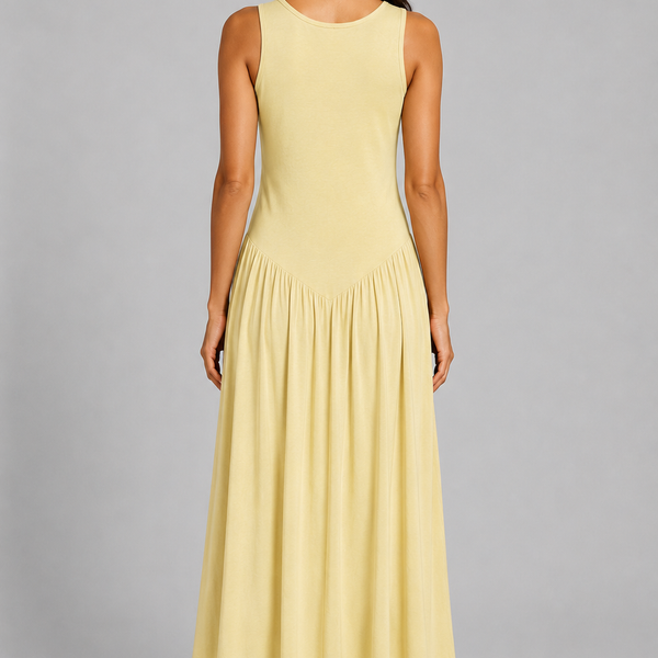 Relaxed Sleeveless Maxi Dress (Lemon)