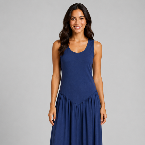 Relaxed Sleeveless Maxi Dress (Navy)