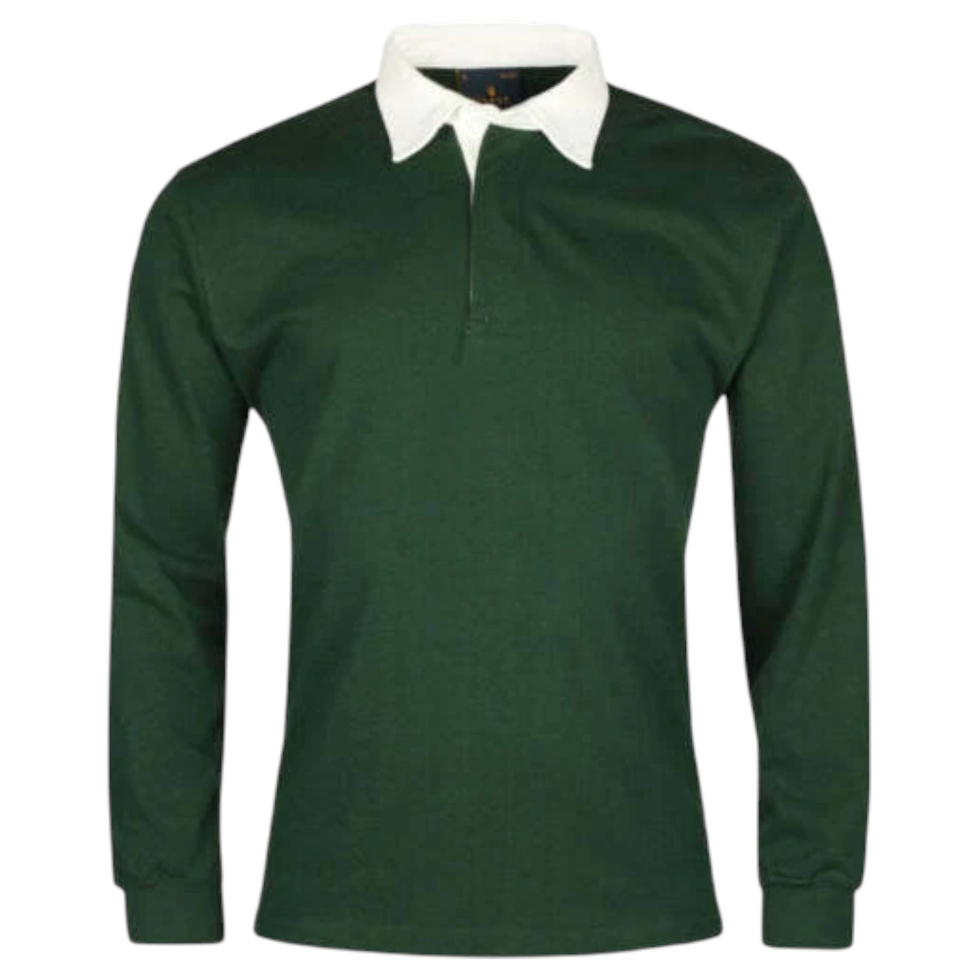 Classic rugby-style polo top for kids, long sleeves perfect for teams and schools in forest green