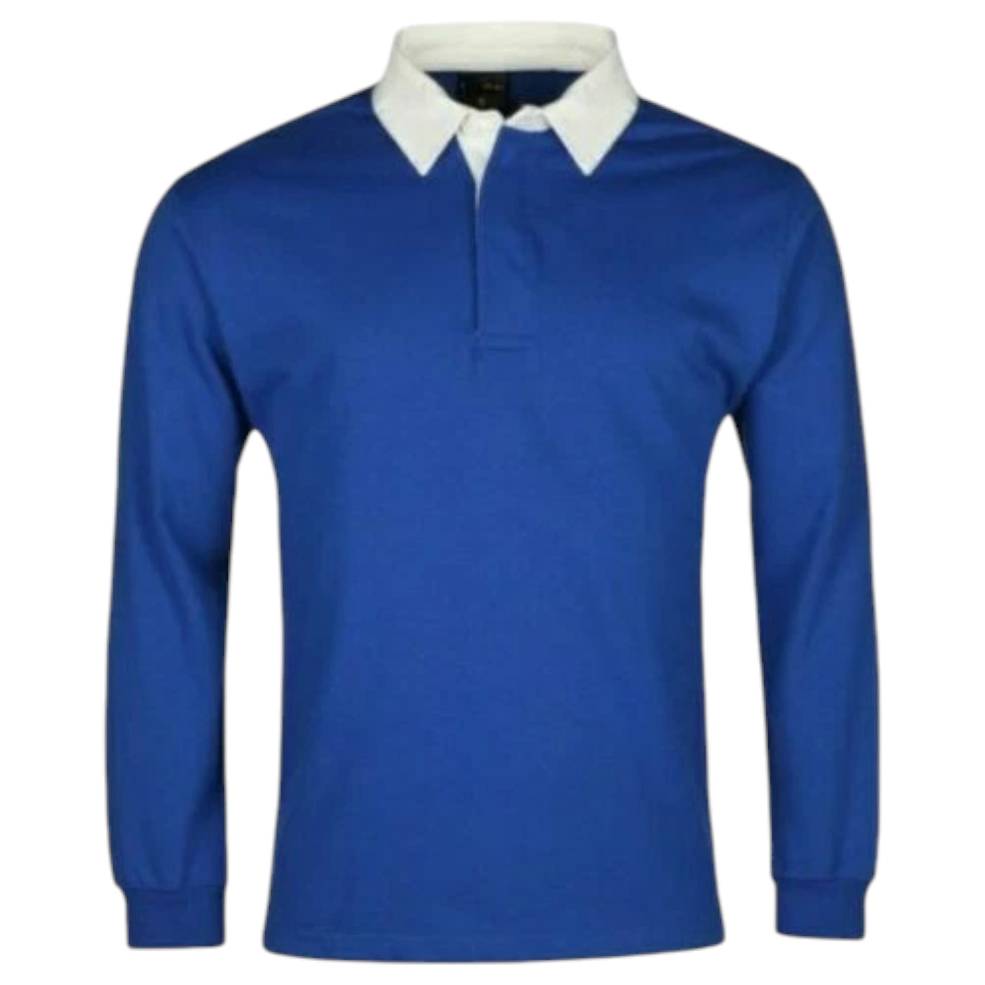 Classic rugby-style polo top for kids, long sleeves perfect for teams and schools in royal blue