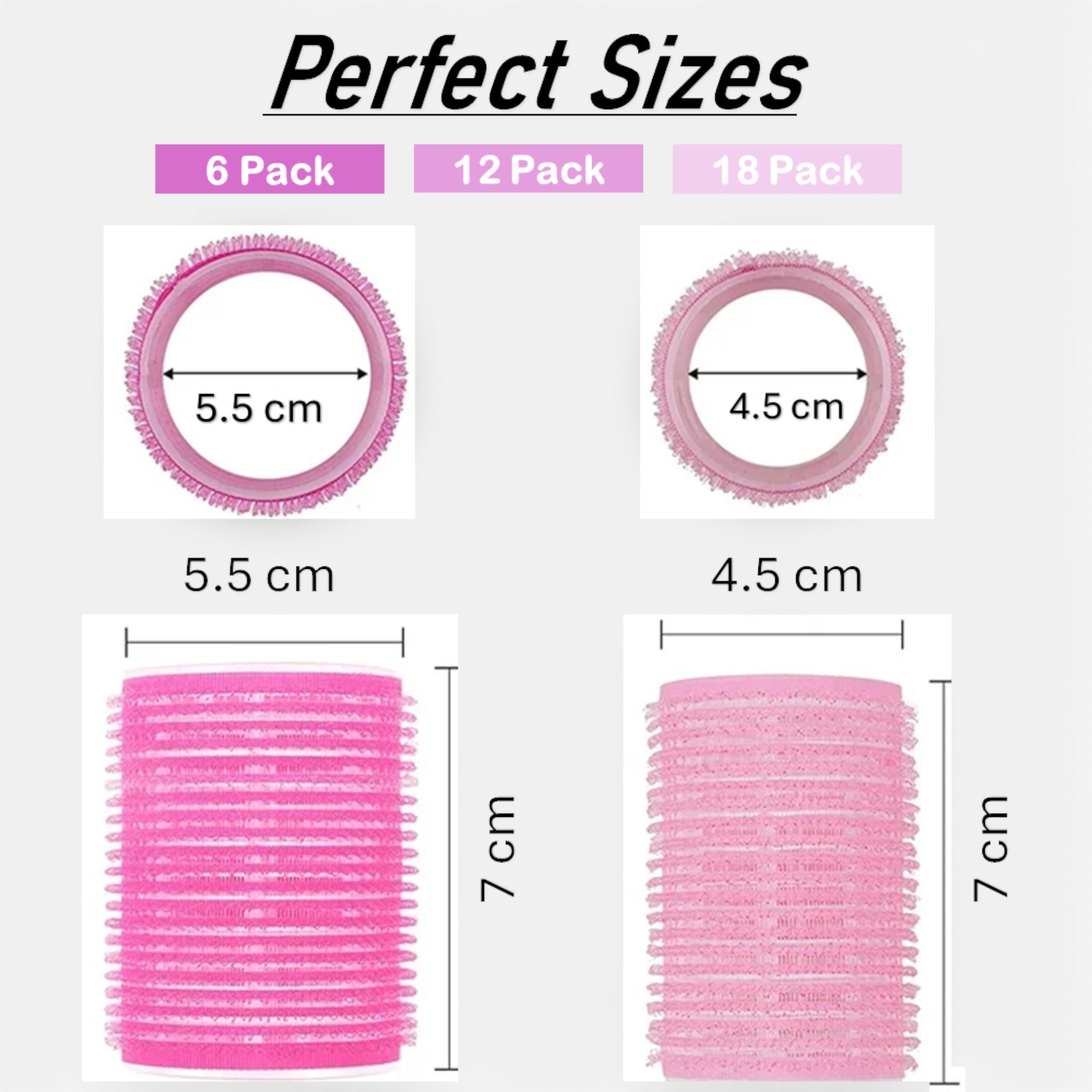 Self Grip Velcro Style Hair Rollers available in pink or lilac, heatless curling and self grip