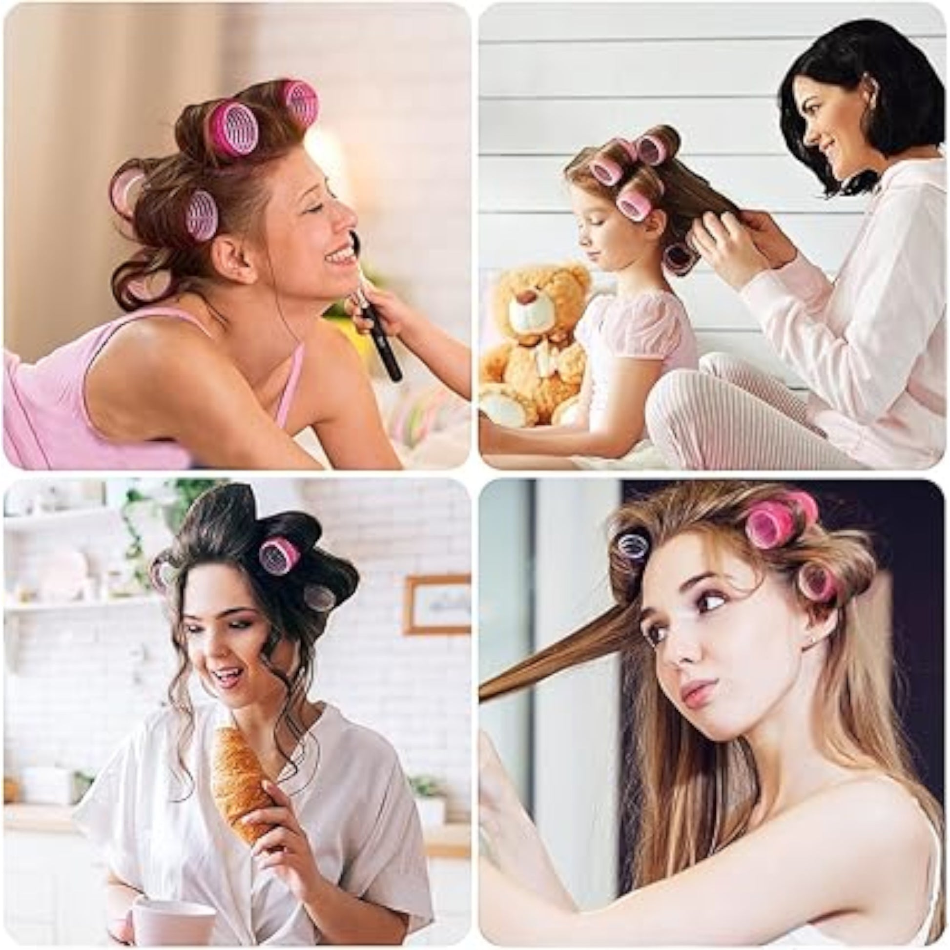 Self Grip Velcro Style Hair Rollers available in pink or lilac, heatless curling and self grip