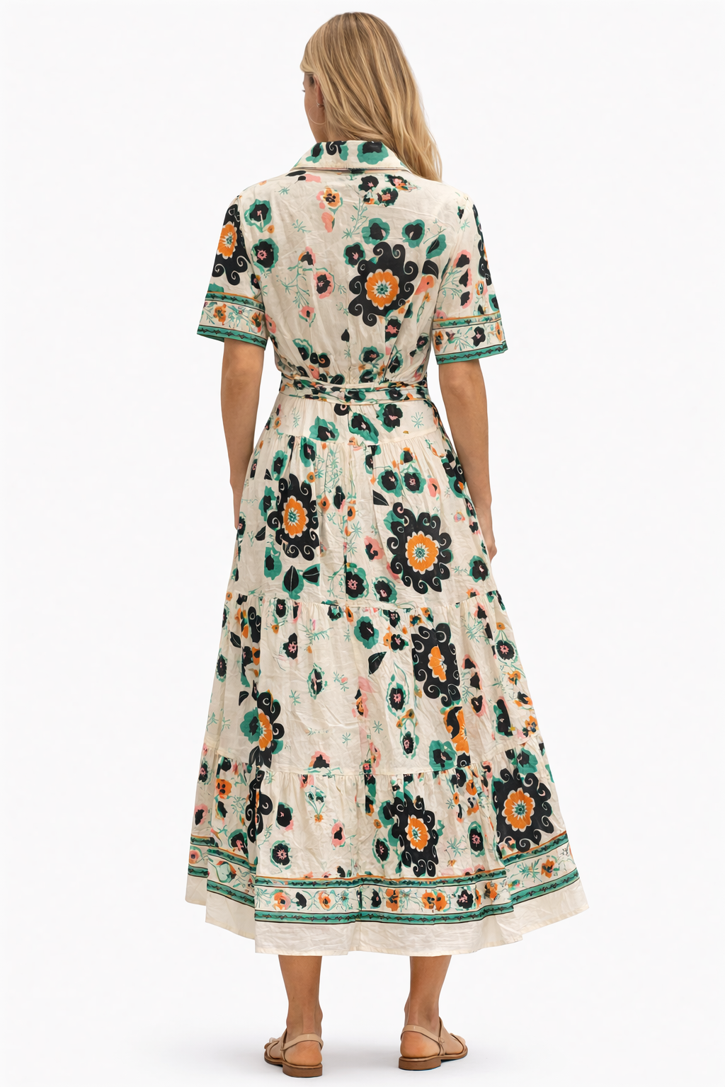 Floral two-piece linen blend set tie front crop top and skirt summer outfit