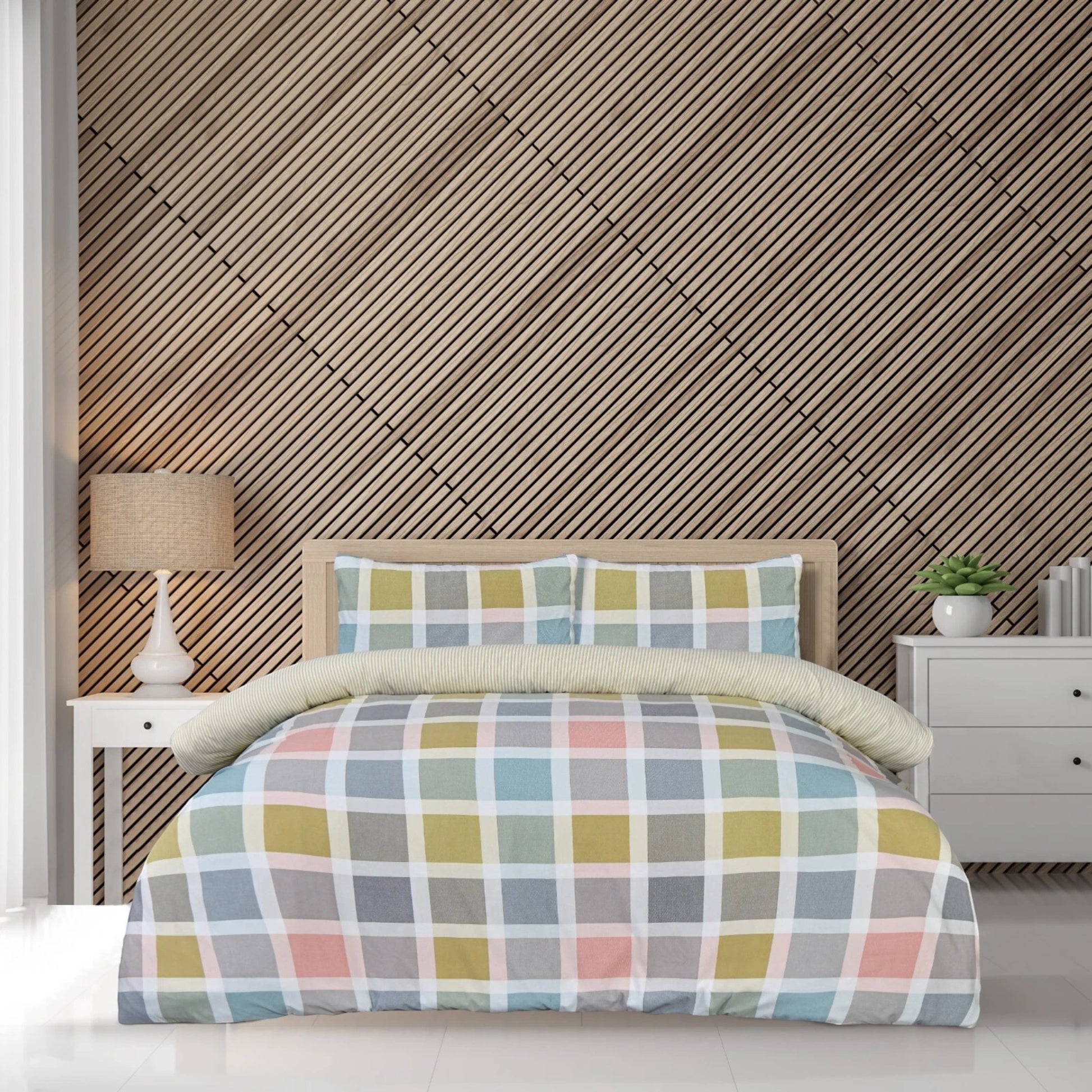 Sleepdown crossdown hatch reversible microfibre duvet cover set in pastel colours design in Single, Double or King size