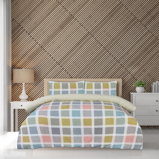 Sleepdown crossdown hatch reversible microfibre duvet cover set in pastel colours design in Single, Double or King size