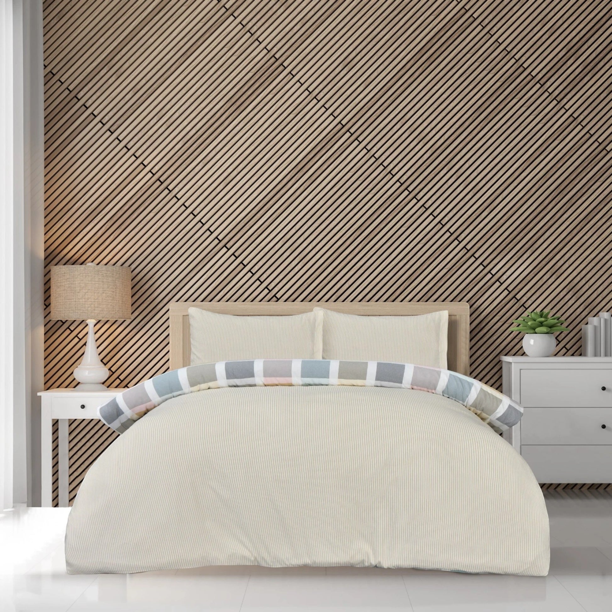 Sleepdown crossdown hatch reversible microfibre duvet cover set in pastel colours design in Single, Double or King size