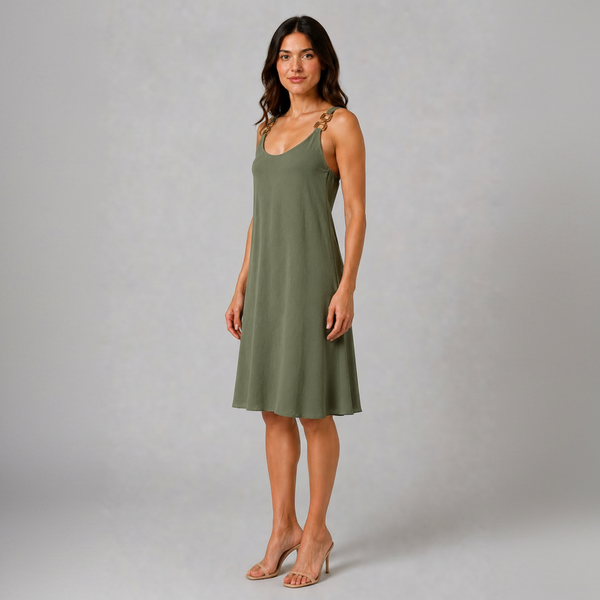 Sorrento Gold-Link Swing Dress (Olive)