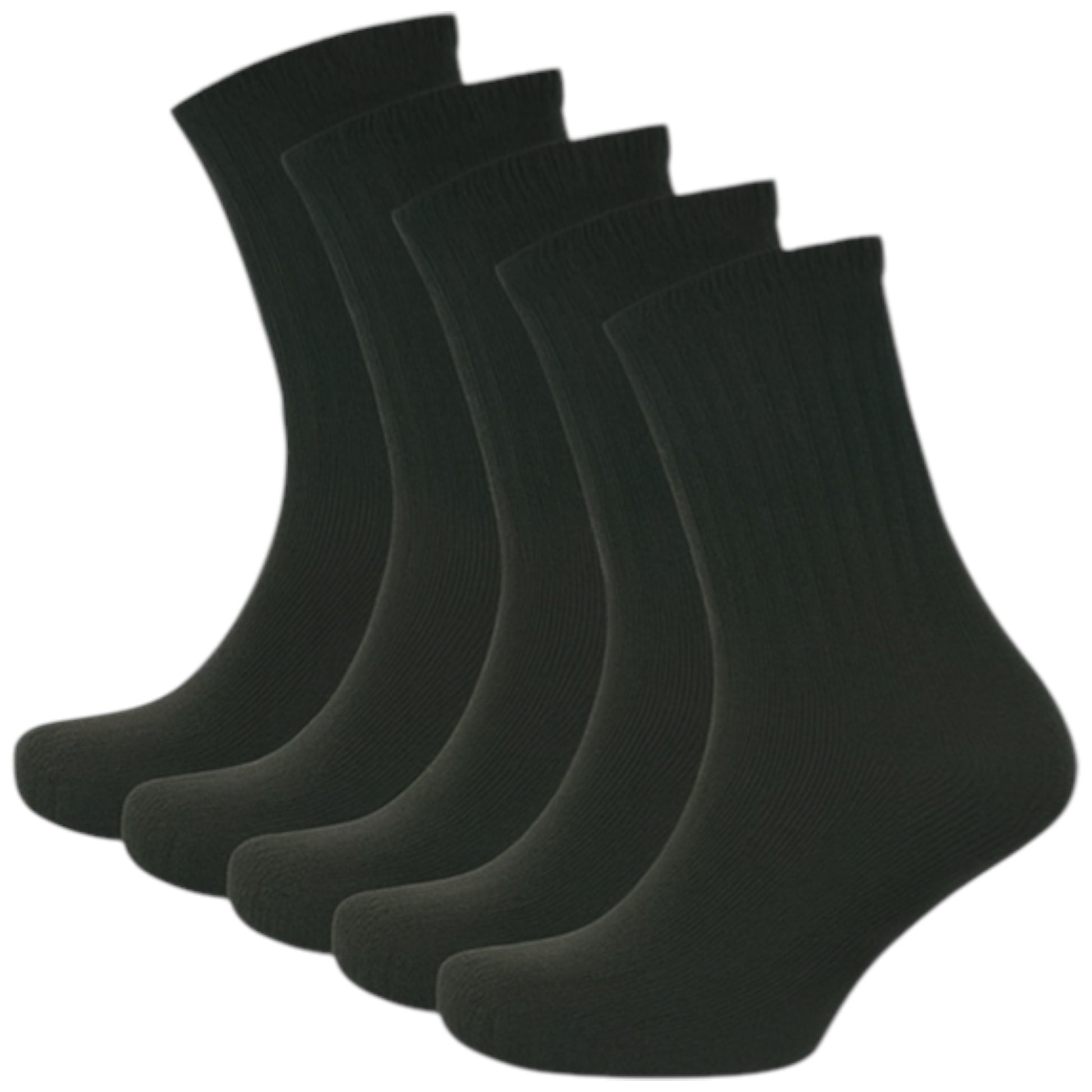 Men's long-lasting sports socks multipack in black, available in 3, 6, or 12 pairs – durable, breathable athletic socks for everyday wear.